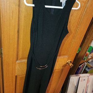 Vintage Scarlett Sleeveless Maxi Dress with a front slit metal waist accents